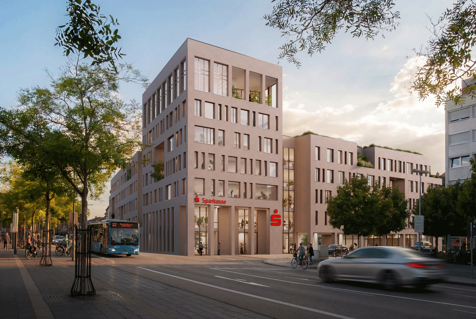 GJL+ Freie Architekten, Stadttor Landau, Sparkasse Südpfalz, Visualisierung (c) Pink Noise
